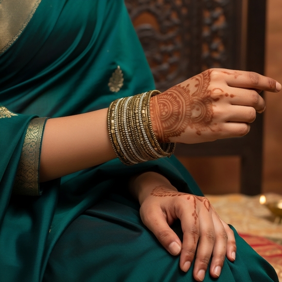 ποΈ Indian Artisanal Beaded Golden Stacked Bracelet Handmade Boho Chic Jewelry - Picture 14 of 14